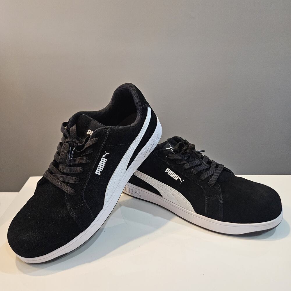 Puma Smash V2 Black White Suede Leather Shoes Sneakers Size 12 - Picture 2 of 11
